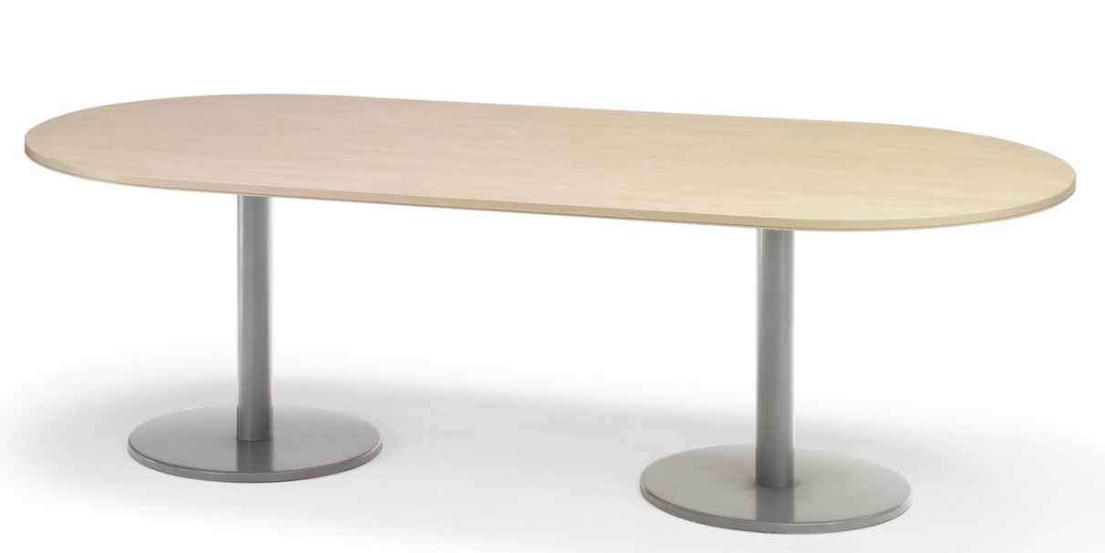 mesa de reuiniones ovalada bases metalicas